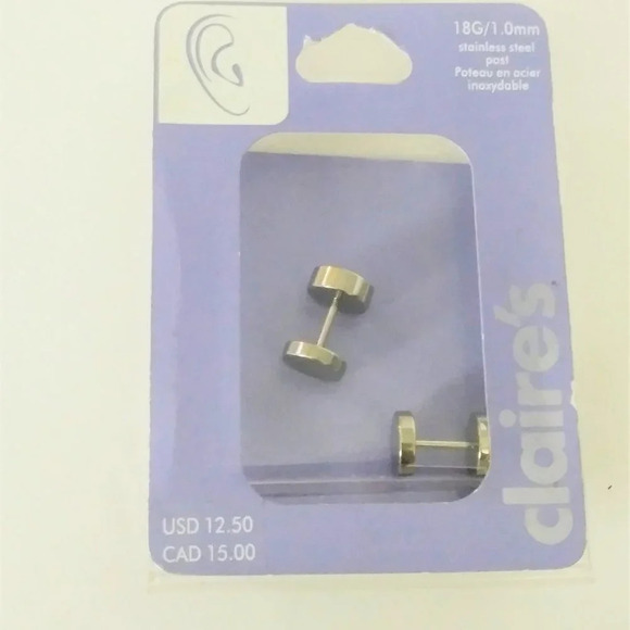 CZ Cartilage Barbell Plugs Earrings Pair - Picture 5 of 5